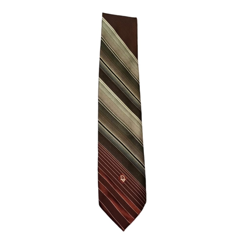 Dior Brown and Green Striped Tie